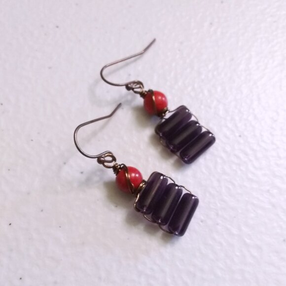 ๐๐๐ 3/$25!!! Compact & Lightweight Fall Danglers! Purple + Mango Color Beads - Picture 5 of 7